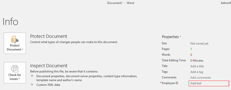 word sharepoint properties panel comes to sharepoint and word 2016 word document content type